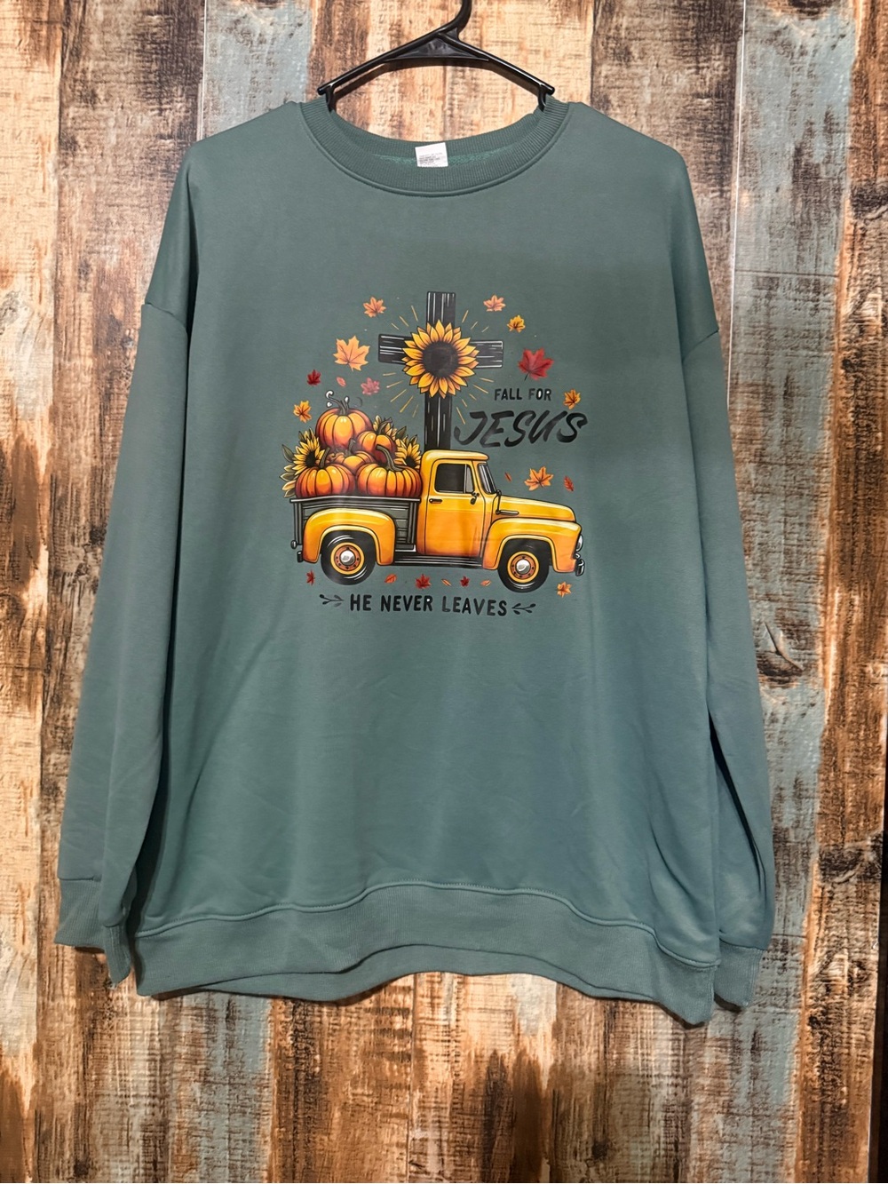 Sweatshirt with Yellow Pumpkin Truck Graphic